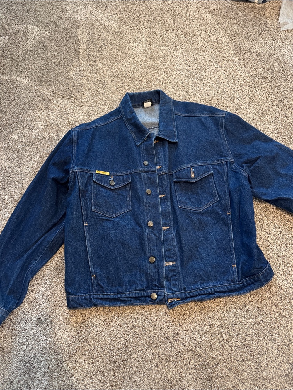 PRSN BLU Vintage Men's Dark Blue Denim Wokrer Jacket - Made in USA size XL